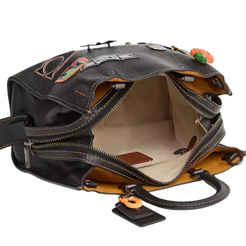 Coach Rogue Black Halloween Tote with Festive Patches - Picture 2 of 3